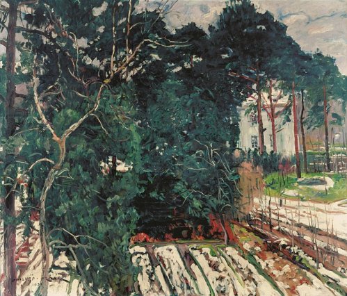 Der Garten des Künstlers im Schnee