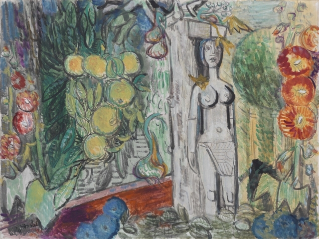 Charles Crodel Im Garten des Malers 1971 l auf Leinwand 70 x 100 cm